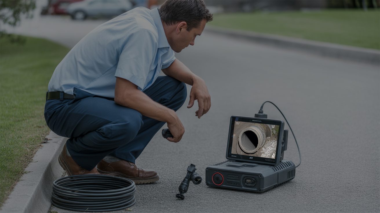 Technician documenting a camera inspection in Adelaide